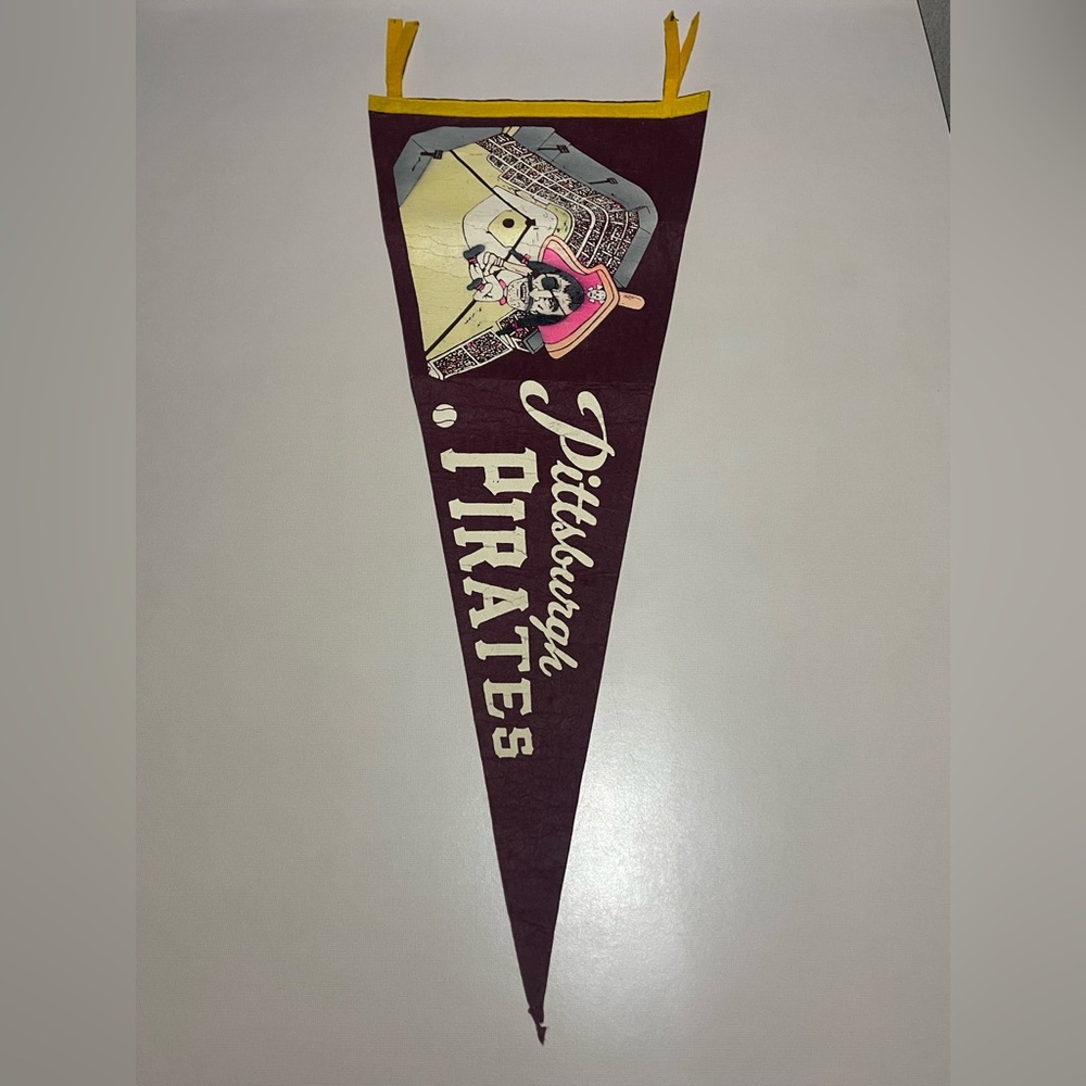 1950/1960s Pittsburgh Pirates Pirate With Bat On Stadium Logo Full Size Pennant